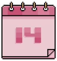 pixel art calendario día de san valentín 14 de febrero icono vectorial para juego de 8 bits sobre fondo blanco vector