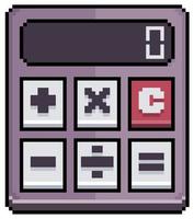 Pixel art calculator. School item vector icon for 8bit game on white background