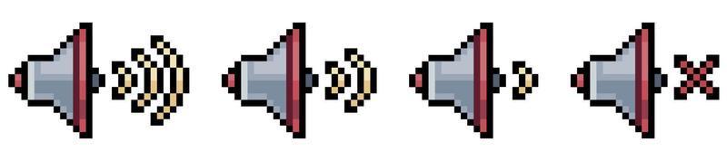 icono de vector de iconos de altavoz móvil de pixel art para juego de 8 bits sobre fondo blanco