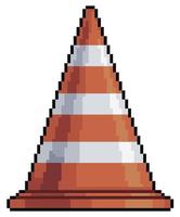 Pixel art traffic cone vector icon for 8bit game on white background