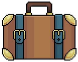 Pixel art travel bag vector icon for 8bit game on white background