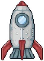 Pixel art rocket icon for 8bit game on white background. vector