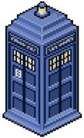 Pixel art english phone booth doctor who 8bit game item on white background vector