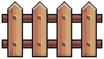 Pixel art wooden fence vector icon for 8bit game on white background