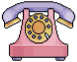 Pixel art old phone vector icon for 8bit game on white background