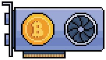 pixel art cryptocurrency mining tarjeta gráfica icono vectorial para juego de 8 bits sobre fondo blanco vector