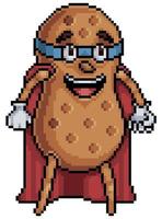 Pixel art super hero peanut, character for game 8bit vector