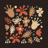 Cute hand drawn  floral vector illustration in trendy Scandinavian style