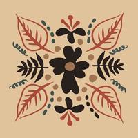 Floral hand drawn square vector illustration