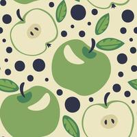 Apples with leaves and circle dots seamless pattern vector