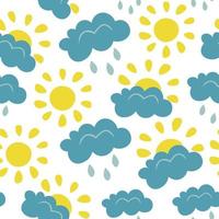 Sunny rainy day pattern vector