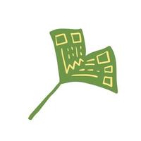 Ginkgo biloba doodle textured leaf vector illustration