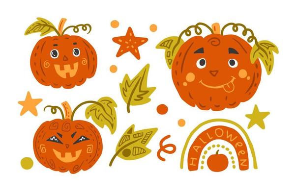 Halloween pumpkin set vector