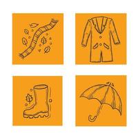 Autumn traditional clothes cozy doodle clip art vector