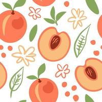 Peach with doodles pattern vector