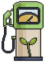 Pixel art ecologically sustainable fuel pump vector icon for 8bit game on white background