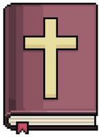 Pixel art Holy Bible vector icon for 8bit game on white background