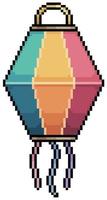 Pixel art paper balloon for festa junina vector icon for 8bit game on white background