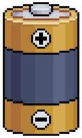 Pixel art battery vector icon for 8bit game on white background