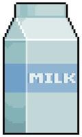 Pixel art milk carton vector icon for 8bit game on white background