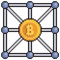 pixel art bitcoin red vector icono para juego de 8 bits sobre fondo blanco