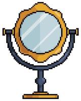 icono de vector de espejo de maquillaje de pixel art para juego de 8 bits sobre fondo blanco