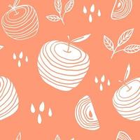 Apple doodle cute chalk seamless pattern vector