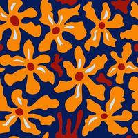 Cute trendy abstract flowers seamless pattern vector