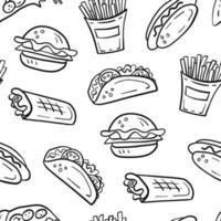 Fast food seamless background vector