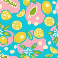 Lemon pattern on colorful summer background vector