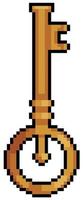 Pixel art Key vector icon for 8bit game on white background