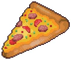 Pixel art pizza fast food vector icon for 8bit game on white background