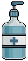 protección de gel de alcohol de pixel art contra el elemento de juego de 8 bits del virus de la corona sobre fondo blanco vector