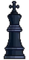 Pixel art king chess piece vector item for 8bit game on white background