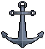 Pixel Art anchor vector icon for 8bit game on white background