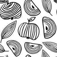 Fantasy apples with slice doodle pattern vector