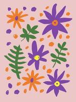botánica niños tarjeta de felicitación dibujada a mano con garabatos vector