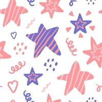 Doodle stars festive seamless pattern vector