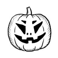 Halloween pumpkin with face doodle vector