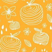 Scandinavian striped apples yellow childish seamless pattern vector