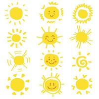 Suns cute hand drawn vector set