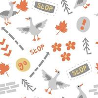 Autumn road map doodle pattern vector