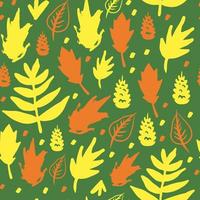 Autumn leaves hand drawn pattern vector