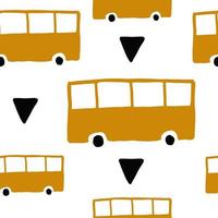 Yellow bus hand drawn simple seamless pattern vector