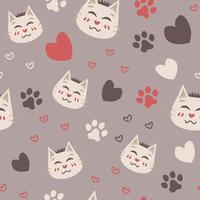 Cat with hearts chocolate pattern vector