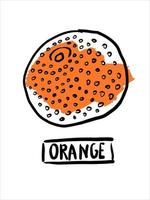 Orange doodle line art vector illustartion with lettering