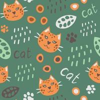 Tiger cat endless pattern vector