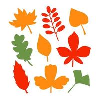 Autumn leaves silhouette colored draft design collection vector