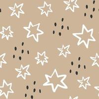 Stars with dots hand drawn neutral seamless pattern vector