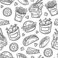 Fast food seamless pattern vector